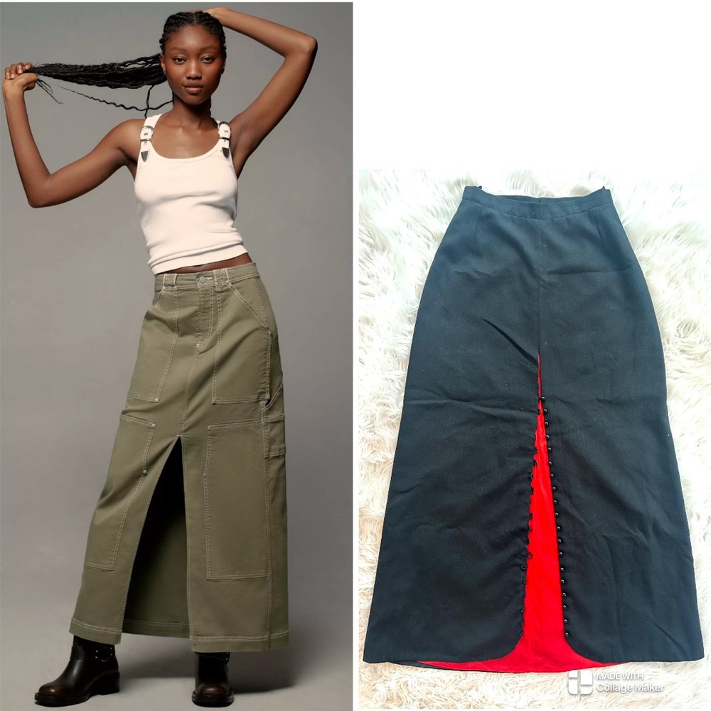 Anthropologie Vibe Vintage Black Maxi Skirt Size Small